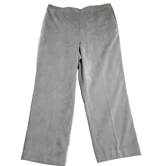 Alfred Dunner Pull On Pants Woman's 18 Elastic Back Waist Grey Corduroy Pockets - Picture 1 of 11